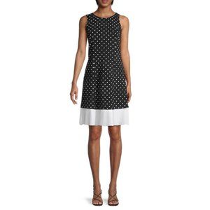 NWT Womens Size 6 NANETTE Nanette Lepore Black White Polka Dot Pleated-Hem Dress